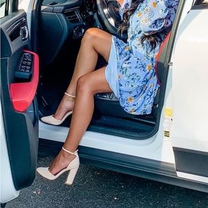 Laura Light Nude Suede Ankle Strap Heels